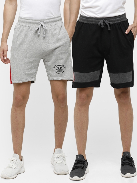 

MADSTO Men Pack of 2 Cotton Sports Shorts, Grey