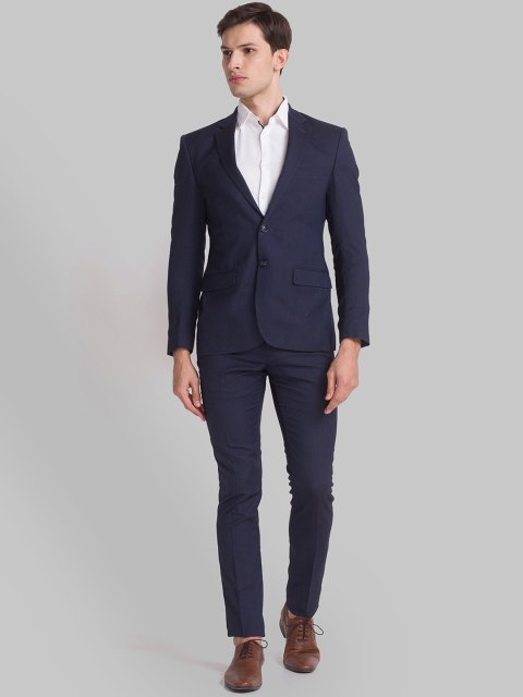 

Parx Men Blue Solid Single-Breasted Formal Suit