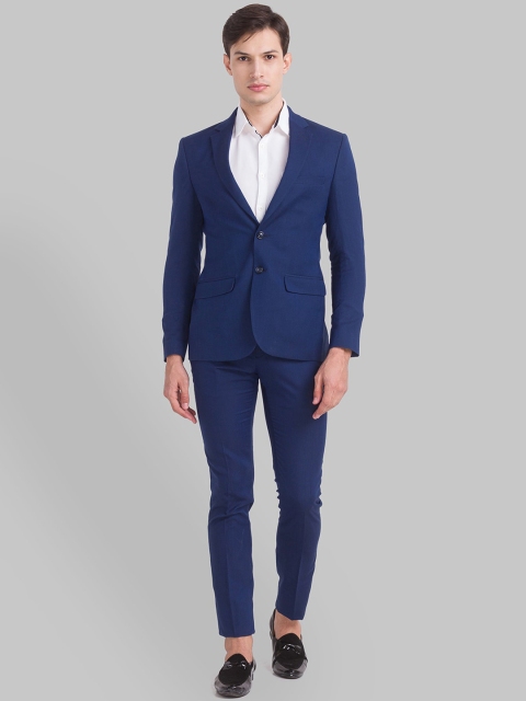 

Parx Men Blue Solid Single-Breasted Two-Piece Casual Suit