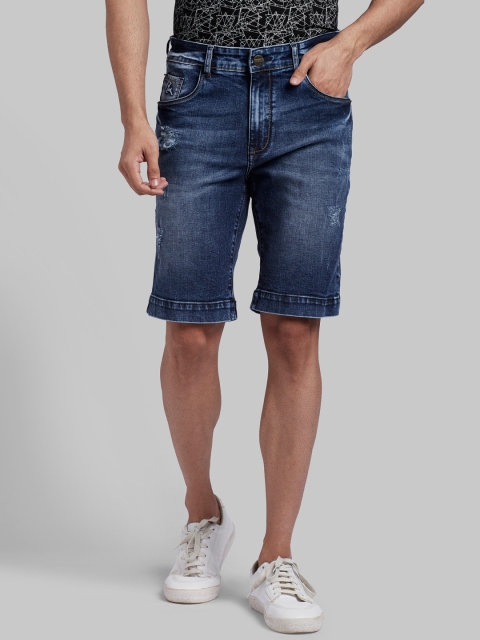 

Parx Men Blue Washed Denim Shorts