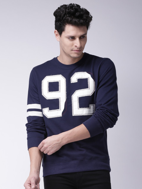 

Moda Rapido Navy Appliqued Pullover Sweatshirt, Navy blue