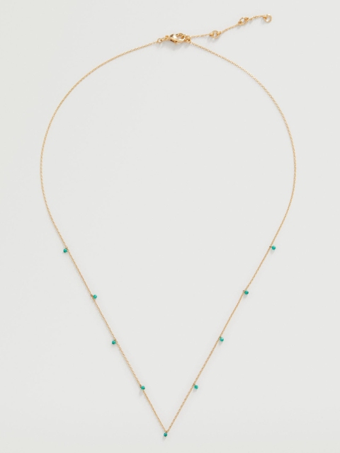 

MANGO Gold-Toned & Green Beaded Necklace