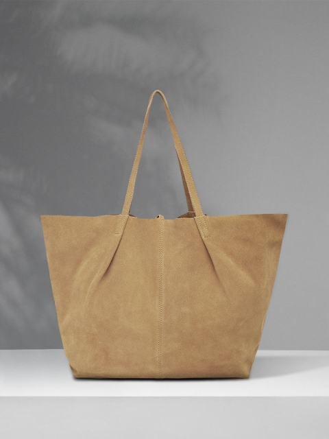 

MANGO Beige Leather Structured Shoulder Bag
