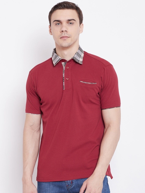 

JUMP USA Men Red Printed Polo Collar Pure Cotton T-shirt