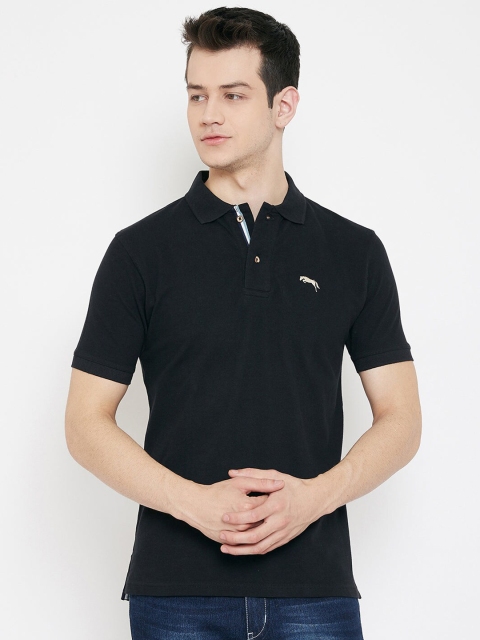 

JUMP USA Men Black Polo Collar Pure Cotton T-shirt