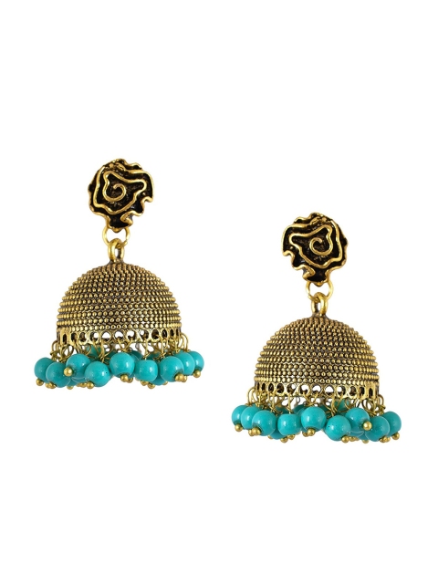 

Tistabene Gold-Plated & Turquoise Blue Floral Jhumkas