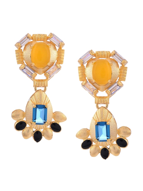 

Tistabene Gold-Plated & Yellow Contemporary Drop Earrings