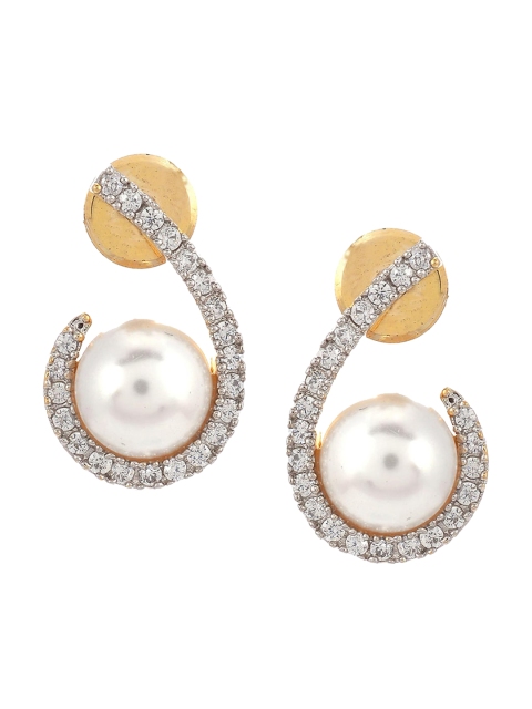 

Tistabene White & Gold-Toned Contemporary Studs Earrings
