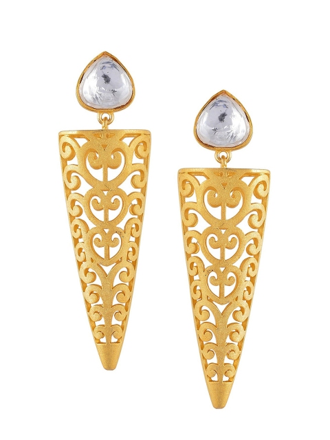 

Tistabene White & Gold-Plated Contemporary Drop Earrings