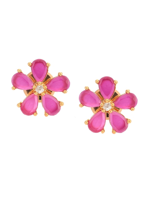 

Tistabene Pink & Gold-Toned Floral Studs Earrings