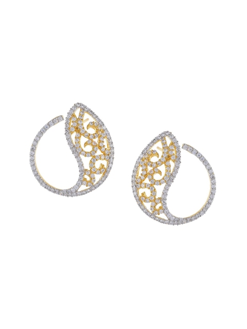 

Tistabene White & Gold-Plated Contemporary Hoop Earrings