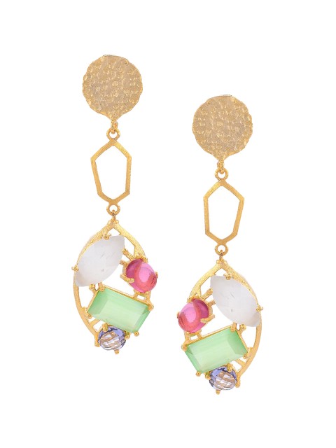 

Tistabene Gold-Toned & White Contemporary Drop Earrings