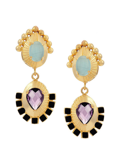

Tistabene Gold-Plated & Blue Contemporary Drop Earrings