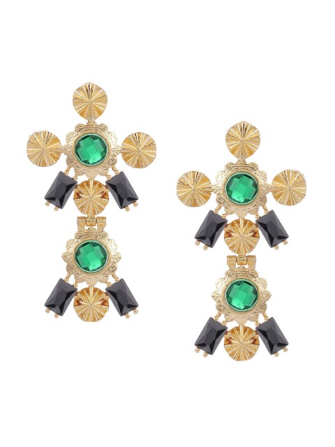 

Tistabene Black & Gold-Plated Contemporary Drop Earrings