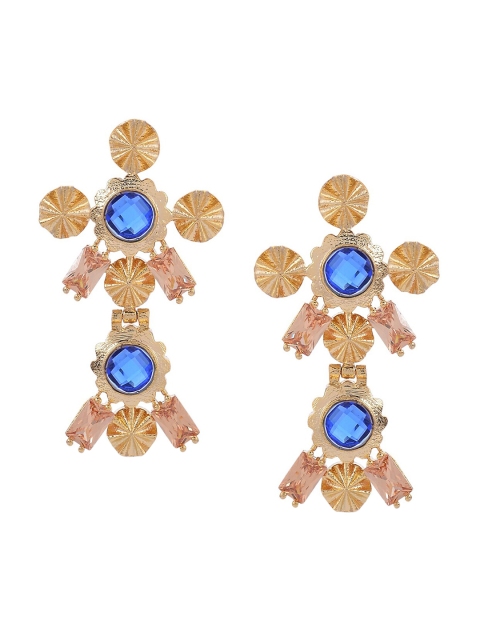 

Tistabene Blue & Gold-Plated Contemporary Drop Earrings