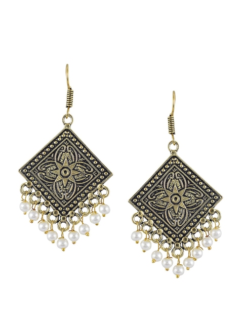 

Tistabene Gold-Toned & White Classic Drop Earrings