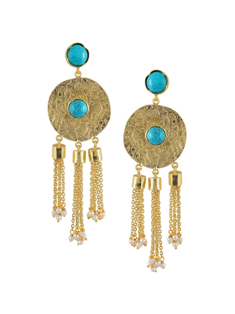 

Tistabene Blue & Gold-Toned Circular Drop Earrings