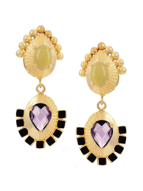 

Tistabene Gold-Plated & Purple Contemporary Drop Earrings
