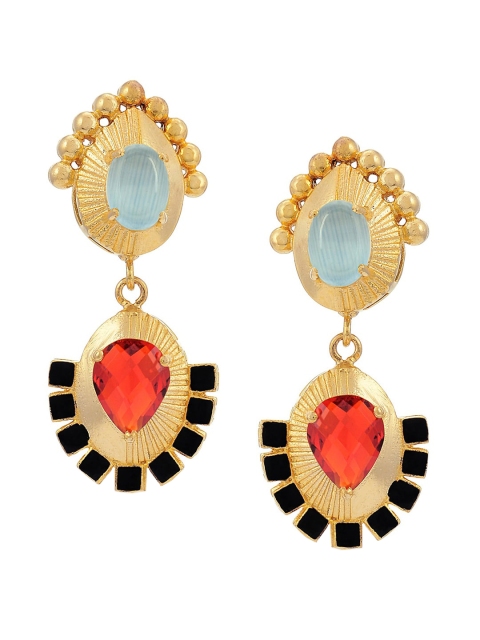 

Tistabene Gold-Plated & Red Contemporary Drop Earrings
