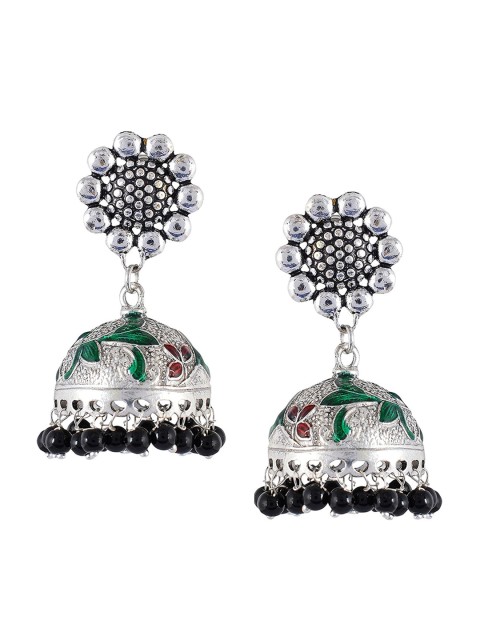 

Tistabene Silver-Plated & Black Enamelled Dome Jhumkas