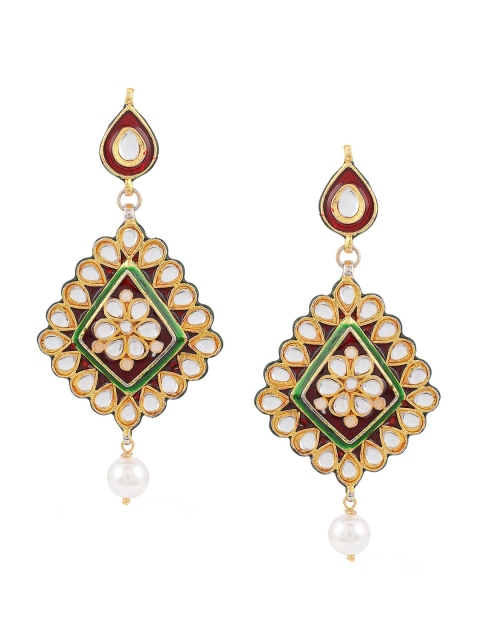

Tistabene White & Maroon Classic Drop Earrings