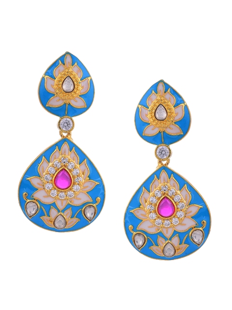 Tistabene Gold-Plated & Pink Contemporary Drop Earrings