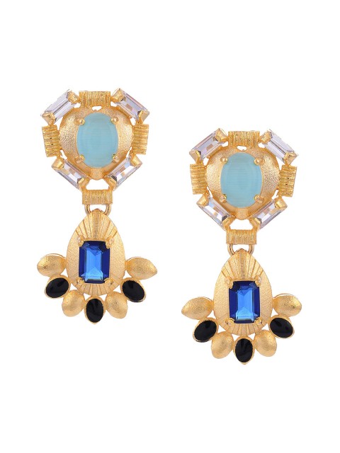 

Tistabene Gold-Plated & Blue Contemporary Drop Earrings
