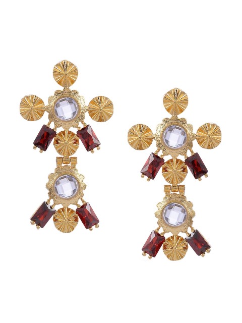 

Tistabene Purple & Gold-Toned Contemporary Drop Earrings