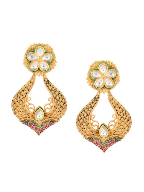 

Tistabene Green & Gold-Toned Classic Drop Earrings