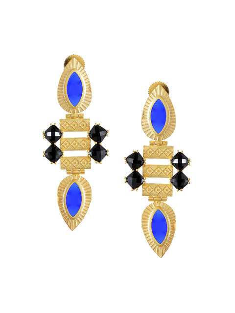 

Tistabene Gold-Toned & Blue Contemporary Drop Earrings