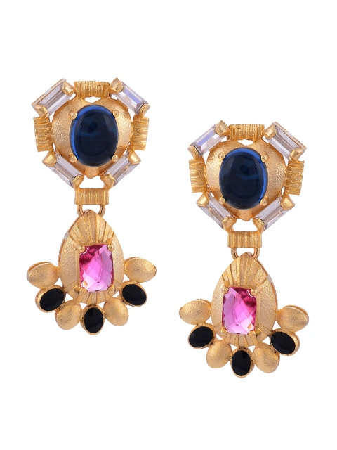 

Tistabene Gold-Plated & Blue Contemporary Drop Earrings