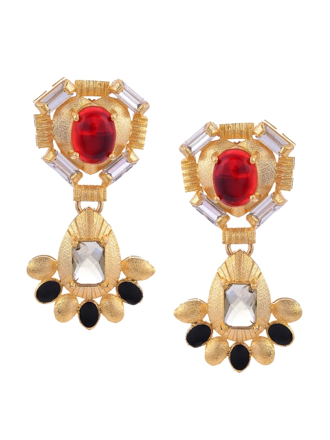 Tistabene Gold-Toned & Red Classic Drop Earrings