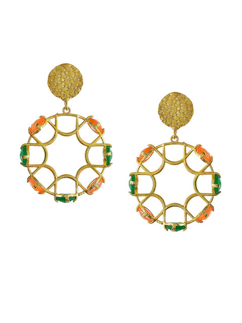 

Tistabene Green & Gold-Plated Contemporary Drop Earrings