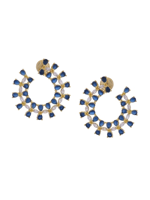 

Tistabene Blue & Gold-Toned Contemporary Half Hoop Earrings