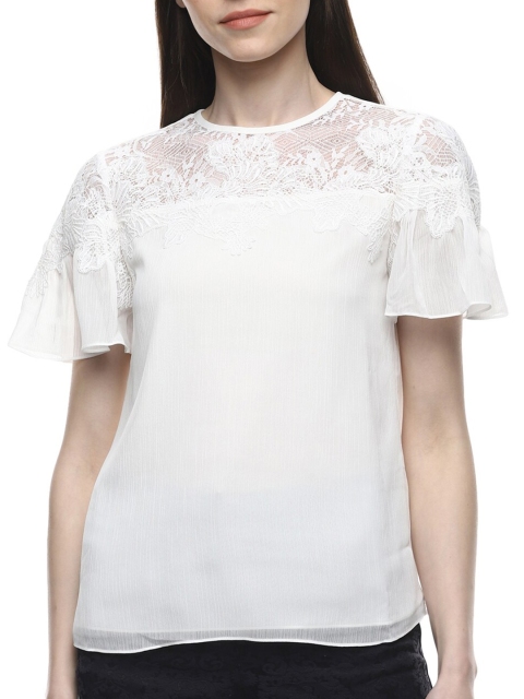 

Ted Baker White Floral Lace Flutter Sleeves Top
