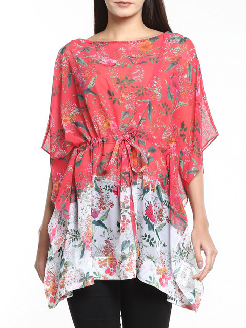 

Ted Baker Pink Floral Print Cotton Kaftan Top