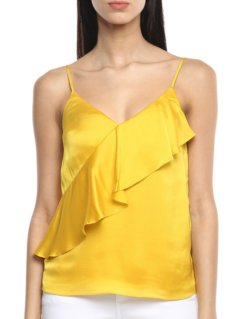 

Ted Baker Yellow Solid Top With Ruffles