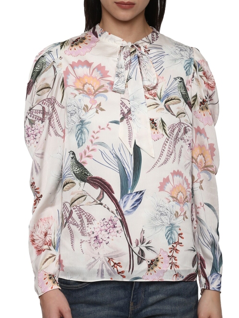 

Ted Baker Cream-Coloured Floral Print Tie-Up Neck Top