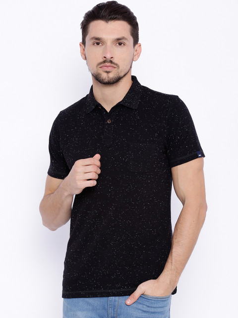 

Basics Men Black Muscle Fit Speckled Polo T-shirt