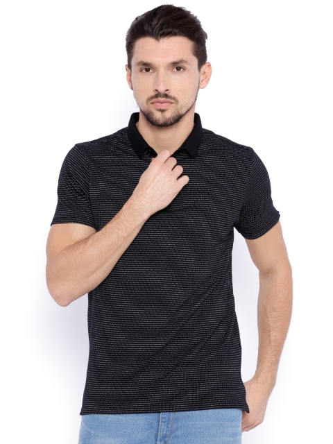 

Basics Men Black Printed Polo Collar Slim Fit T-shirt