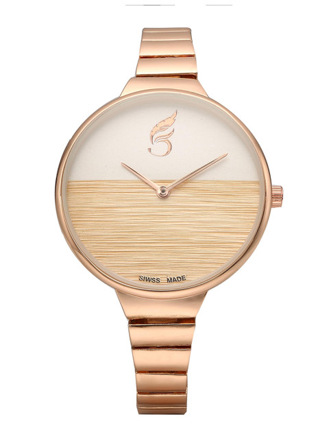 

Style FEATHERS Women Yellow Dial Bracelet Style Straps Analogue Watch SF32AD009143, Rose gold
