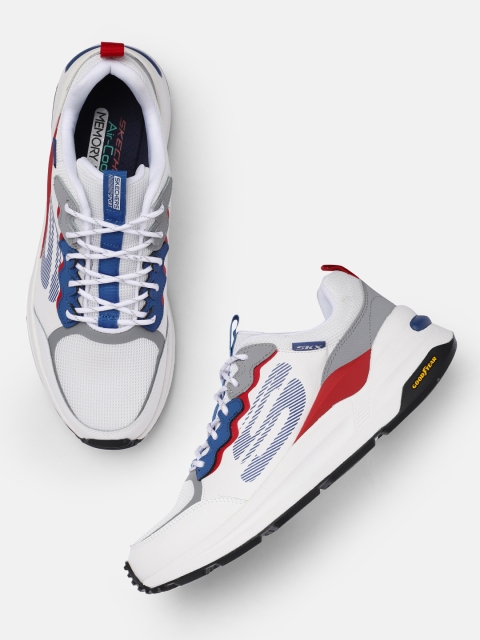 

Skechers Men White Global Jogger Leather Sneakers