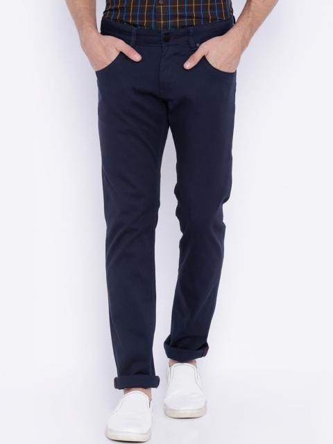 

Basics Men Navy Solid Skinny Fit Chino Trousers, Navy blue