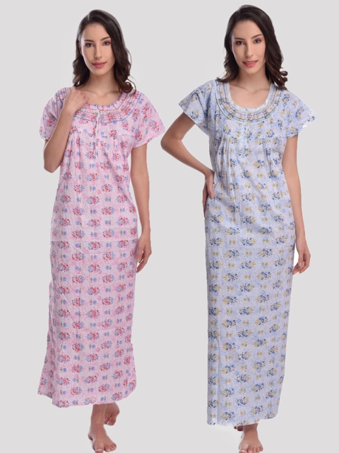 

CIERGE Pink Printed Maxi Nightdress