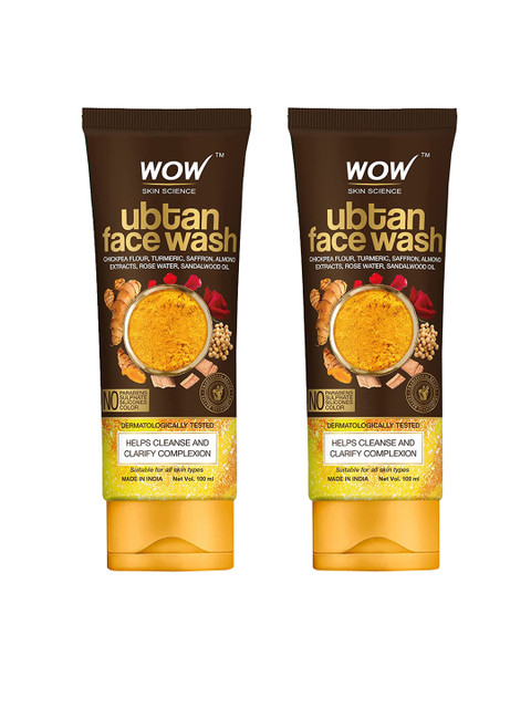 

WOW SKIN SCIENCE Set of 2 Ubtan Face Wash - 100 ml Each, Brown