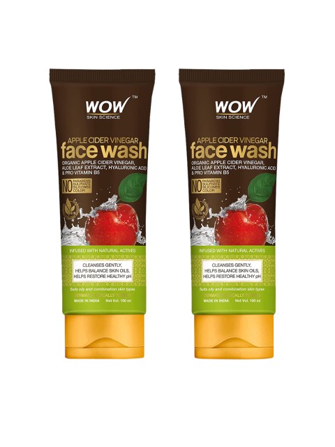 

WOW SKIN SCIENCE Set of 2 Apple Cider Vinegar Face Wash - 100 ml Each, Brown