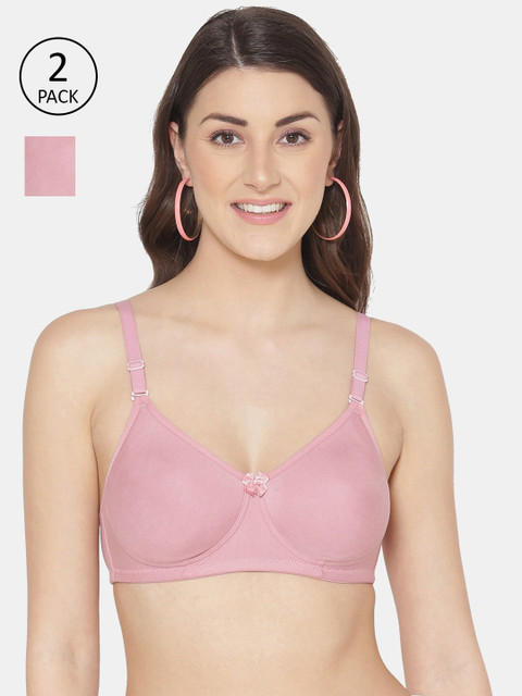 

Tweens Women Pink Non Padded Seamless Multiway Straps T-shirt Bra Set Of 2