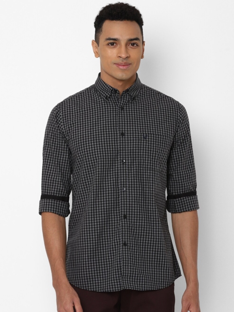 

Allen Solly Men Black Slim Fit Checked Pure Cotton Casual Shirt