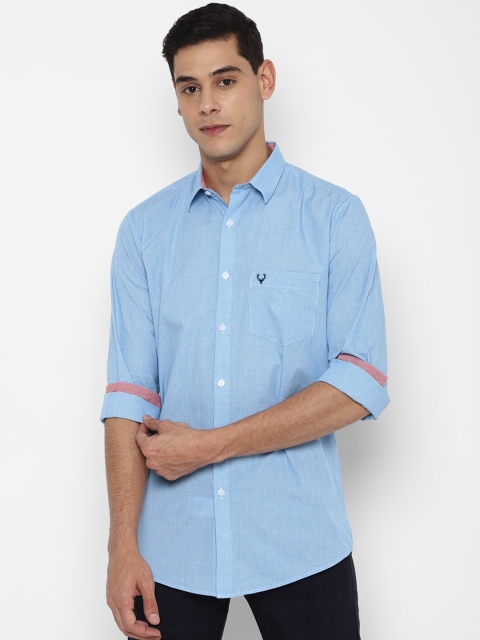 

Allen Solly Men Blue Slim Fit Micro Checked Pure Cotton Casual Shirt