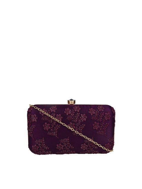 

HORRA Purple Embroidered Box Clutch